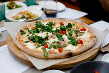 pizza with mushrooms and cheese