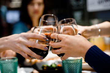 glasses of wine in restaurant