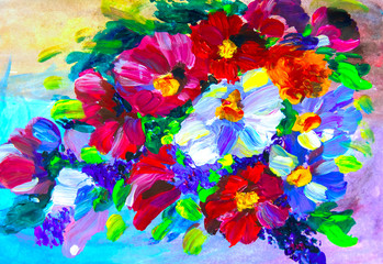 Oil Painting, Impressionism style, flower painting, still painting canvas, artist,