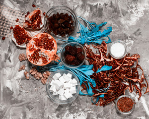 salad with red cabbage pomegranate and nuts