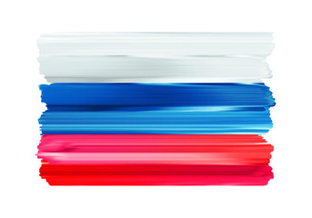 Russia colorful brush strokes painted flag.