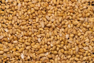 Washed grains of peeled peanuts ready for frying