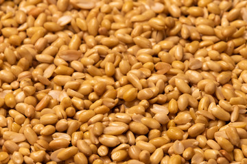 Washed grains of peeled peanuts ready for frying