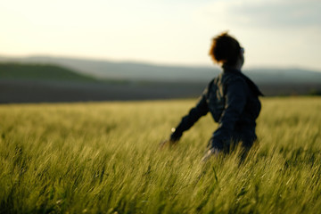 Young woman looks afar