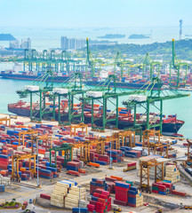 Singapore cargo shipping port harbor - obrazy, fototapety, plakaty