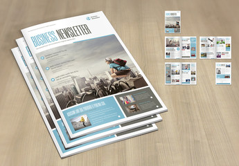 Brochure Layout with Pale Blue and Gray Accents