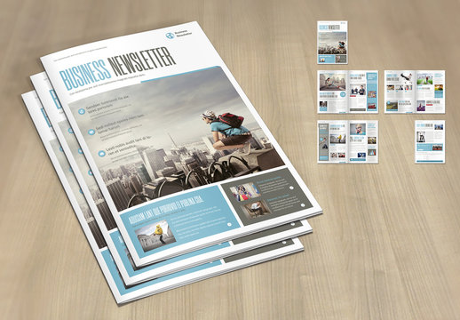 Brochure Layout with Pale Blue and Gray Accents