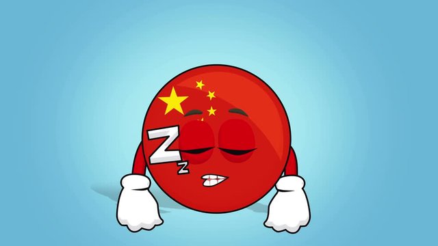 Cartoon Icon Flag China Sleep with Face Animation