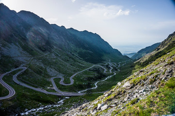 Transfagarasan pass in summer. Crossing Carpathian mountains in Romania, Transfagarasan is one of the most spectacular mountain roads in the world.