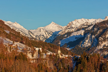 Winter sunset in Great Walser valley