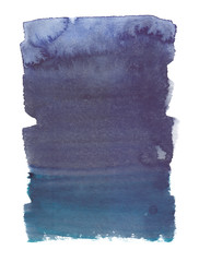 Vertical blue gradient. Watercolor stain on white isolated background