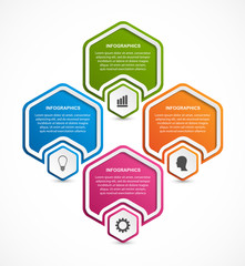 Hexagon options infographics template. Infographics for business presentations or information banner.