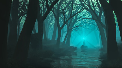 Sorcerer in blue forest