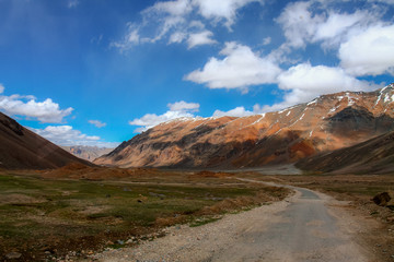The extreme terrains in the snow covered mountains