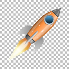 Orange rocket ship launch, vector illustration