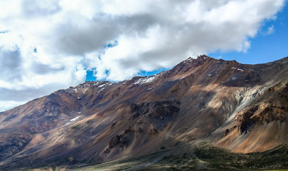 The extreme terrains in the snow covered mountains