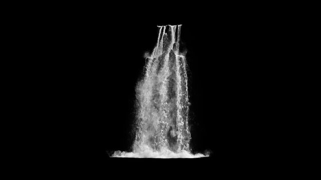 waterfall texture seamless loop, 4k, isolated on black, foam and mist, perfectly looped