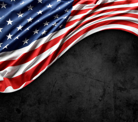 USA flag on dark background