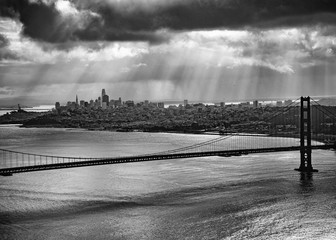 San Francisco over the Golden Gate Bridge from the Headlands park.