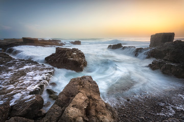 Seas, Sunset with natural beach