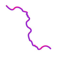 Abstract faces in line. In neon style