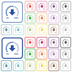 Download in progress outlined flat color icons
