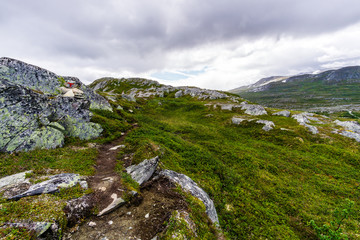 rocks wander away clouds mountains sky Norway summer