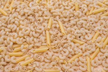 close up of italian macaroni pasta food background