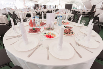 table set for a Banquet in a trendy restaurant