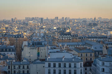 Obraz premium Paris, France - 02 24 2019: Montmartre at sunset. View from sacred heart