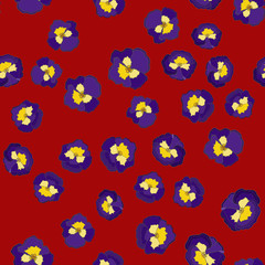 Vector illustration of floral seamless.Blue, red and yellow flowers on a white background, drawing .