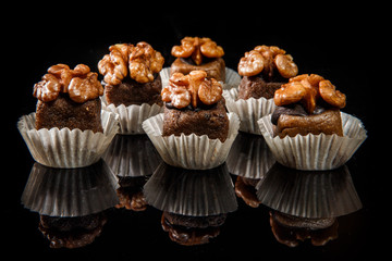 big group of useful organic handmade candies with walnut