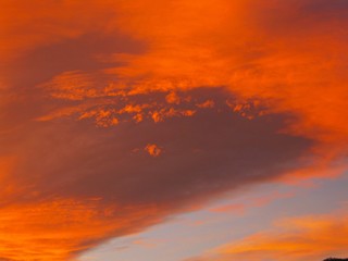 Evening sky with a cloud in the red tones of sunset