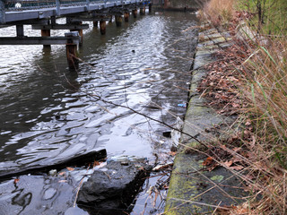 Empty marina in the yacht club during winter months.