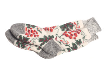 Wool socks isolated on white background