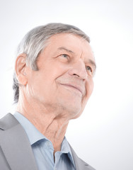 closeup.confident senior businessman looking at copy space