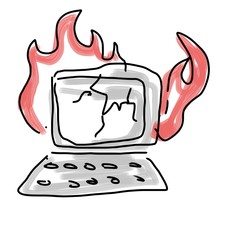 炎上したパソコン