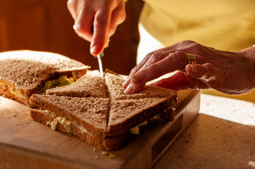 Woman making sandwiches