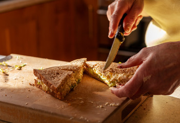 Woman making sandwiches