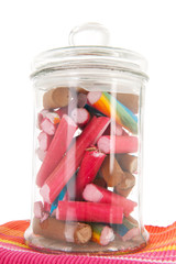 Glass pot candy canes