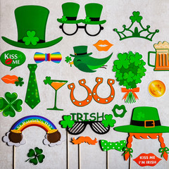 Different photo booth props for St Patricks Day party