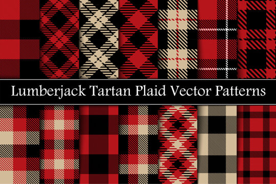 Set Lumberjack Scottish Plaid, Tartan Seamless  Pattern