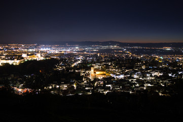 Fototapeta na wymiar Panorama of Sierra Nevada and Granada, Spain as Seen from Sacromonte Hill at Night
