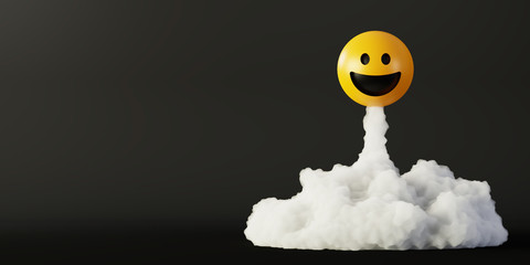 Happy and laughing emoticons 3d rendering background, social media and communications concept
