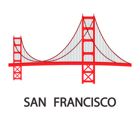 San Francisco Modern Cityscape Flat Illustration - obrazy, fototapety, plakaty