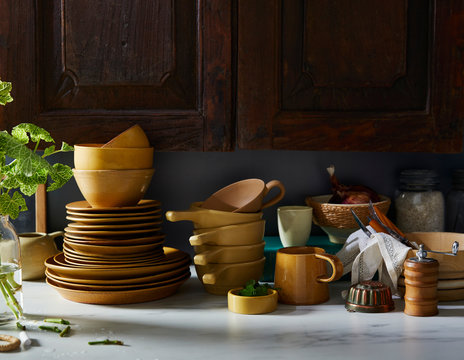 Assortment of Ochre dishes 
