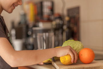 Boy enjoying his morning healthy smoothie