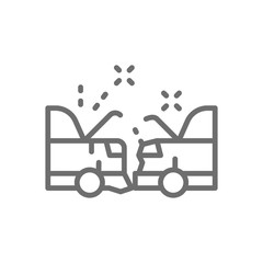 Car crash, accident line icon.