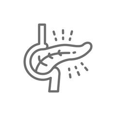 Pancreatic diseases, diabetes line icon.