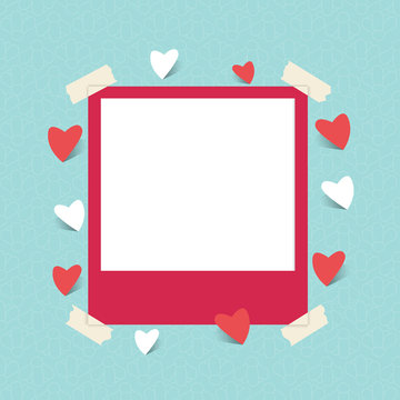 Blank photo frame with love icon